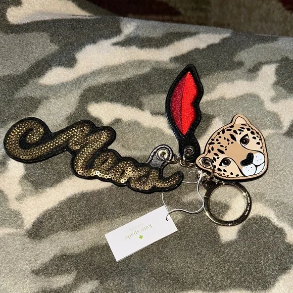 Kate Spade Gold and Red Leopard Keychain - Picture 3 of 6